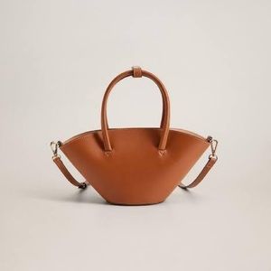 MANGO Brown double strap mini basket bag